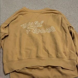 Aerie Wild Flower Oversized Crewneck Sweatshirt in Mustard